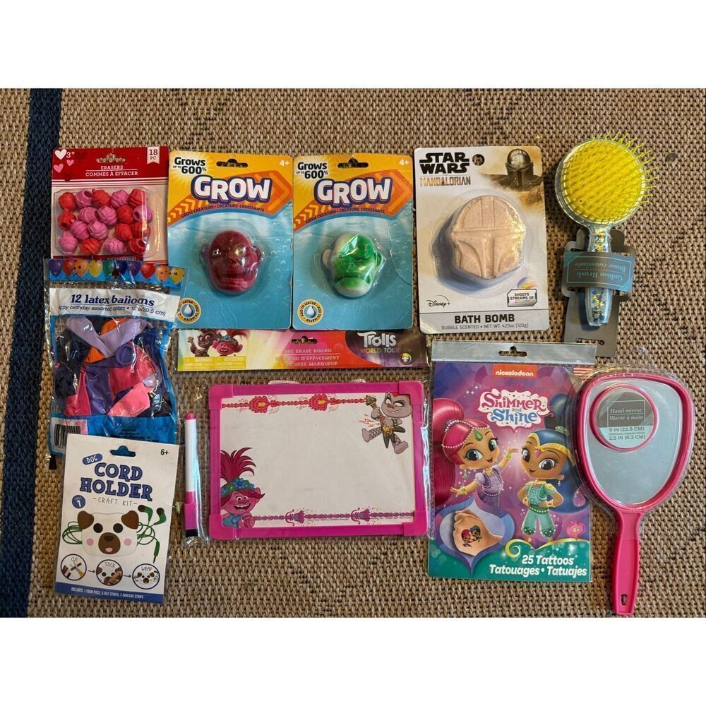 Bundle Lot of Ten (10) New Stocking Stuffer Items Bath Bomb Grow Creature Troll